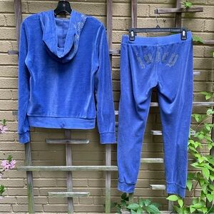 Juicy Couture Rhinestones ‘JUICY’ Blue Velour Tracksuit M/ XS